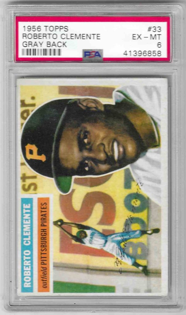 1956 Topps 33A Roberto Clemente Gray Back